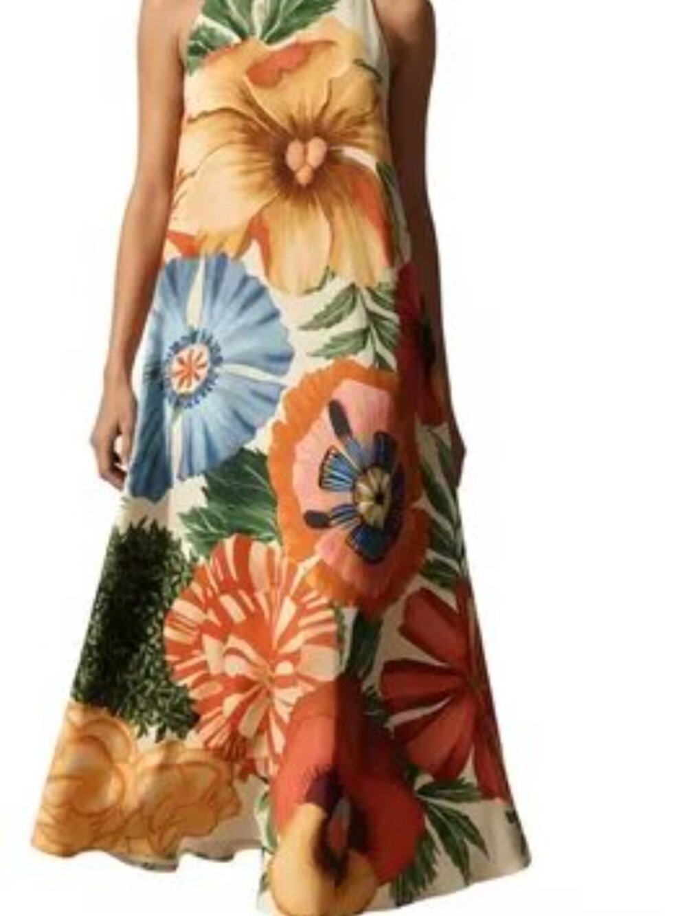 Farm Rio Anthropologie Halterneck Maxi Dress With Tropical Print - XLarge NWT - Picture 7 of 9